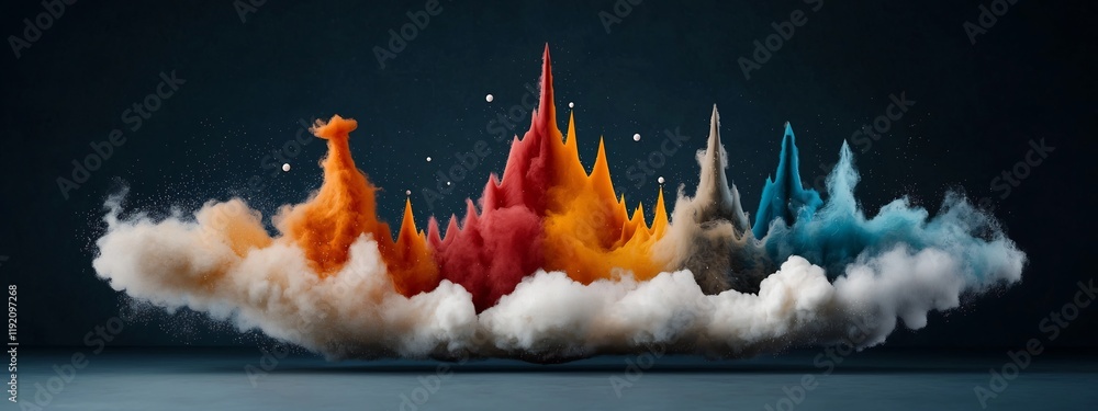 Poster an abstract colorful depicting the dynamic visual representation of the geiger marsden experiment wh