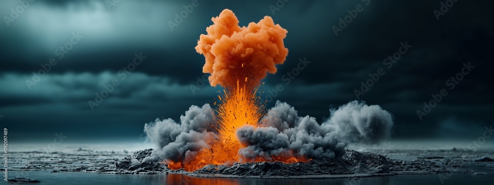 Aufkleber powerful volcanic eruption visualized through spectrogram rendering a stunning 3d digital art piece 