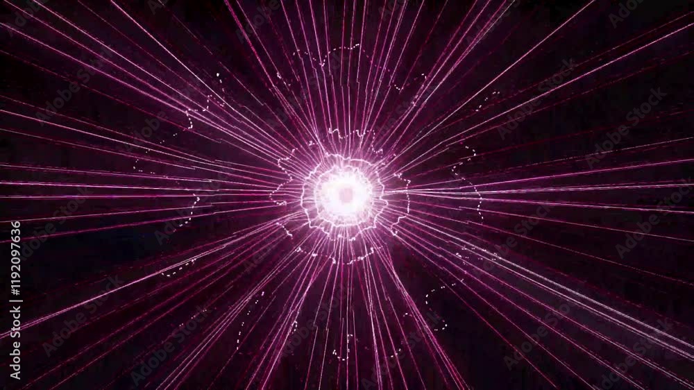 Aufkleber speed of light, neon glowing rays in motion. animation of an abstract tunnel background
