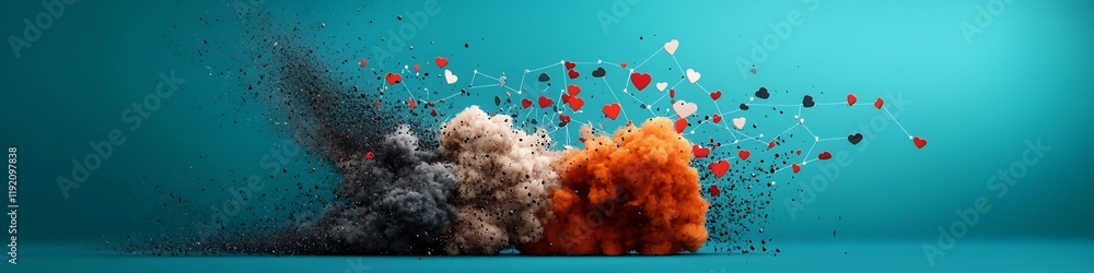 Poster explosive visual representation of the frequency distribution and patterns of social media interacti
