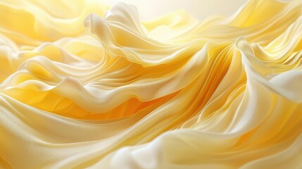 Fototapeta premium Close-up of flowing yellow and white fabric, showcasing texture and movement.