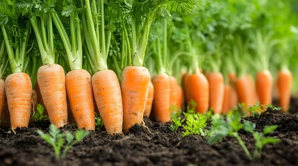 Freshly Harvested Carrots Growing In Rich Soil