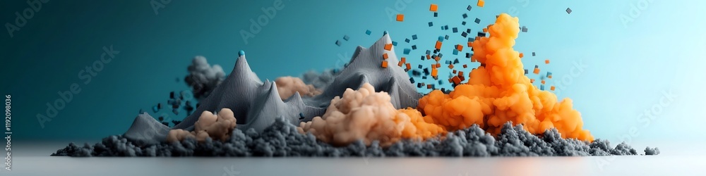 Poster dramatic 3d rendering of the explosive frequency distribution visualization of financial transaction