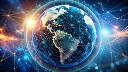 Obraz premium Global Network A Digital Earth Composition