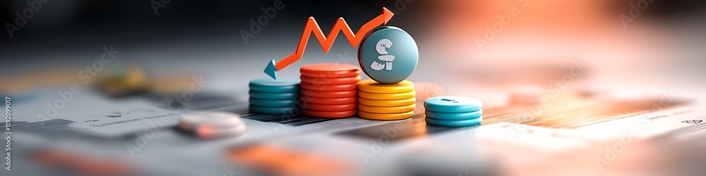 Poster digital of various financial indicators and economic data visualizations for business analysis inves