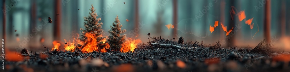 Poster captivating 3d spectogram showcasing the fiery intensity and dramatic frequency patterns of a raging