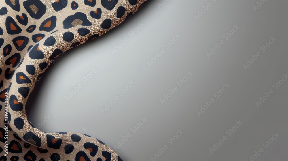 Poster abstract leopard print fabric with folds against a light gray background creating a modern textile d