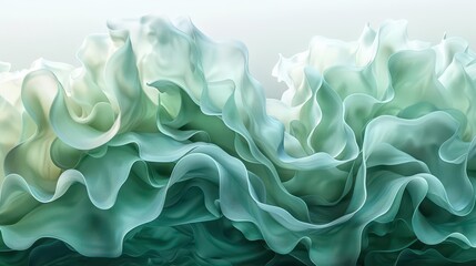 Obraz premium A serene abstract representation of flowing fabric in soft green and blue tones.