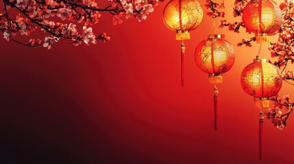 Festive lanterns and cherry blossoms, celebrating a holiday