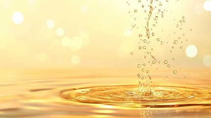 Golden Water Ripples with Glowing Bokeh Light - Peaceful Background for Flyers, Banners, and Design Layouts
