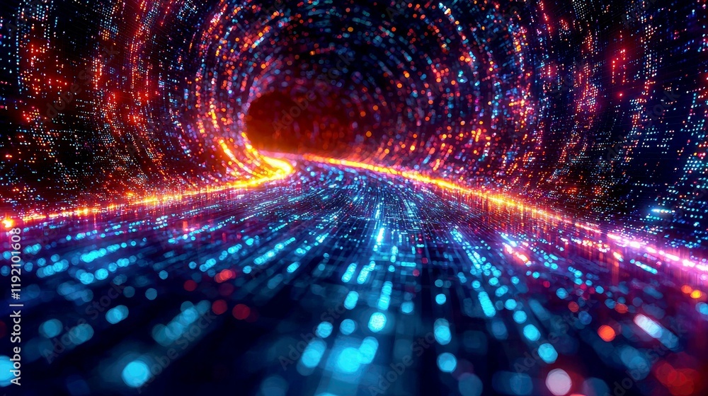 Poster abstract digital tunnel: a journey through data streams