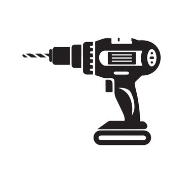 black cordless drill on white background clip art preview