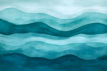 Fototapeta premium Calming gradient of teal and aqua, with a smooth, flowing design that suggests waves or fluid motion