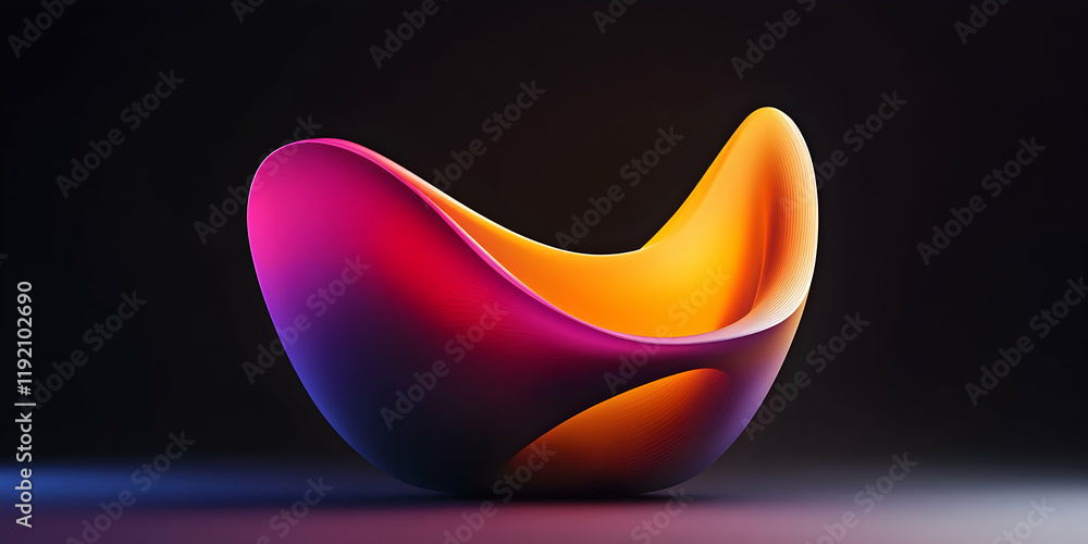 Poster colorful 3d fluid shapes blending seamlessly with soft lighting and a subtle gradient backdrop