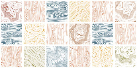 Wood texture set, different shades, pattern mosaic, seamless pattern, vector panel