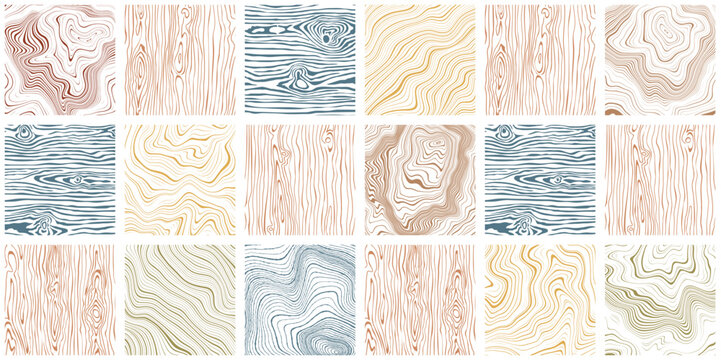 Wood texture set, different shades, pattern mosaic, seamless pattern, vector panel