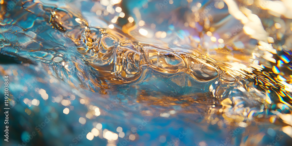 Aufkleber dynamic fluid motion of holographic liquid forming intricate patterns, blending soft pastels with vi