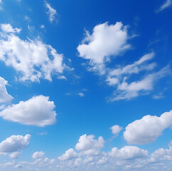 Obraz premium a clear blue sky with only single a solitary fluffy cloud in the center, dreamy and serene atmosphere