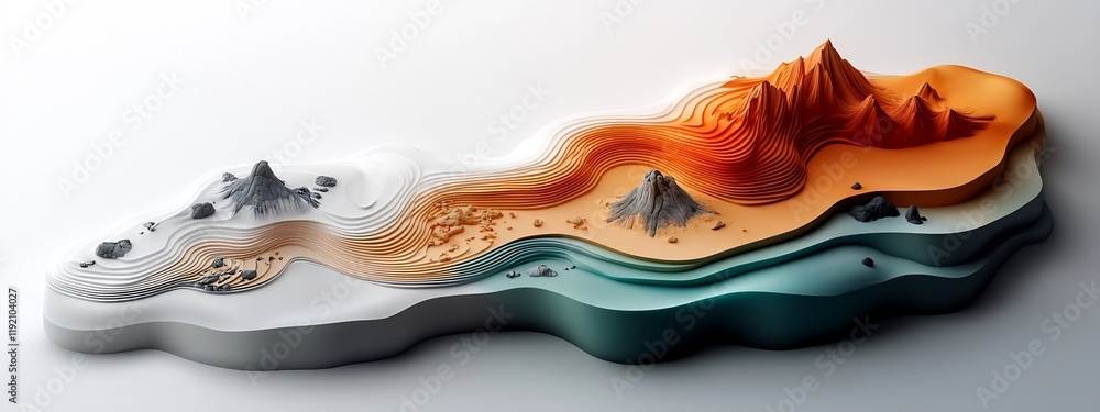 Poster striking and abstract 3d rendered digital depicting the dynamic frequencies and patterns of various 
