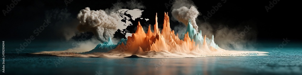 Aufkleber dramatic 3d rendered visualization depicting the frequency distribution of carbon emissions across d