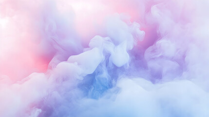 Fototapeta premium Ethereal blend of light pink, lavender, and blue hues, with soft cloud-like textures and smooth transitions on a white canvas