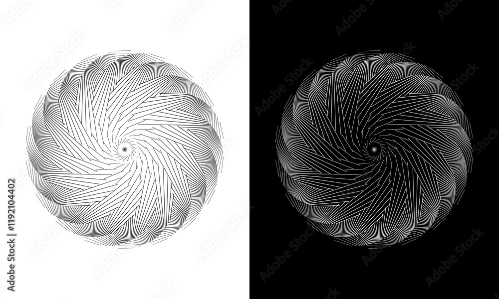 Fototapete abstract background with line pattern forming circle. spiral art design as logo or icon. black lines