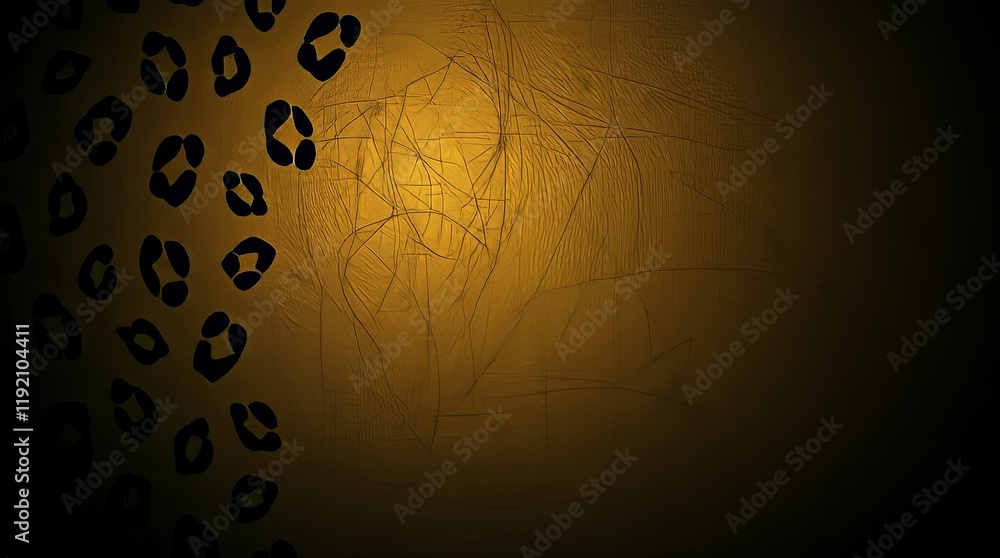 Poster abstract background with dark leopard spots and gold lines on a gradient background