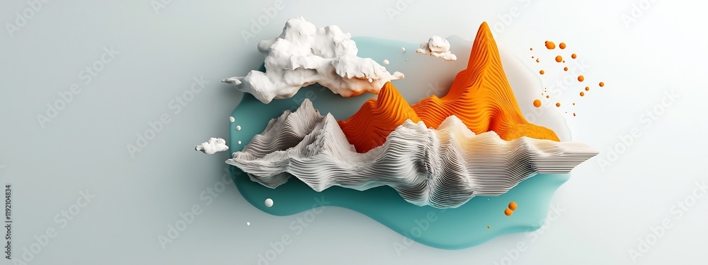 Poster captivating 3d digital artwork depicting the dynamic and vibrant patterns of different geological fo