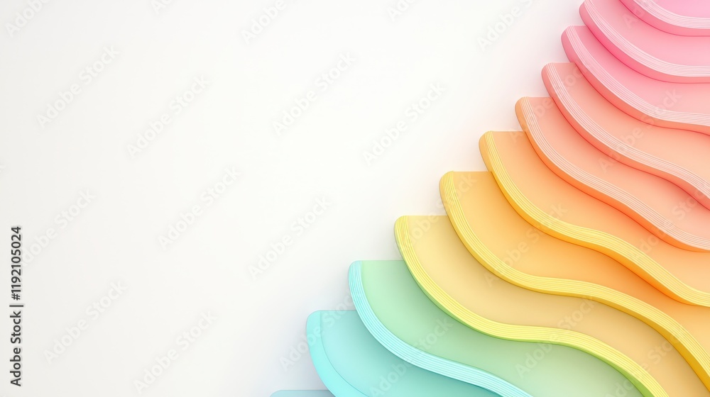 Aufkleber colorful wavy layers in soft pastel shades creating a smooth gradient background for creative projec