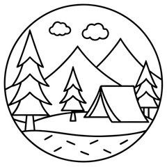 Minimalist Camping Line Art Ideas
