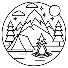 Minimalist Camping Line Art Ideas