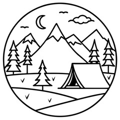 Minimalist Camping Line Art Ideas