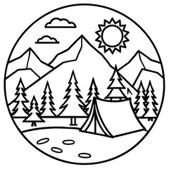 Minimalist Camping Line Art Ideas