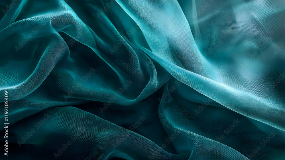 Aufkleber gradient of deep teal to emerald green, with swirling soft textures and a subtle foggy effect on a d