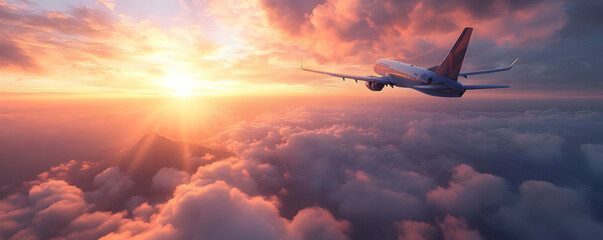 Sunset Flight Above Clouds