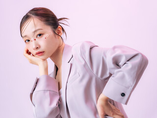 woman, career woman, fashion, jacket, genderless, stylish, korea, beauty, trend, pink, body care, unisex, apparel, upper body, portrait, cute, pretty, kachimori, ulzzang hair, ulzzang makeup, cool, ja