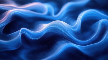 Obraz premium Abstract blue swirls and waves on a dark background. Geometric design for banner template with white space in the center for text. Minimalist wallpaper with copy space.