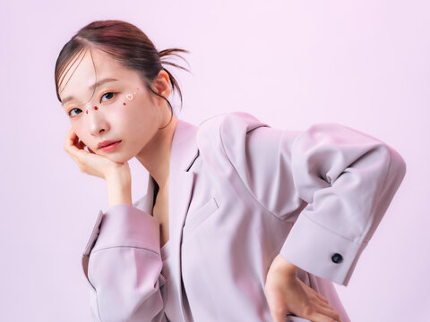woman, career woman, fashion, jacket, genderless, stylish, korea, beauty, trend, pink, body care, unisex, apparel, upper body, portrait, cute, pretty, kachimori, ulzzang hair, ulzzang makeup, cool, ja