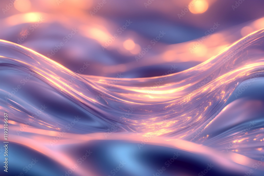 Aufkleber smooth 3d waves undulating with a glowing light effect on a soft, blurred background