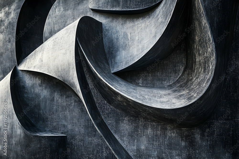 Aufkleber smooth black and gray abstract shapes with fine grainy texture, creating an elegant, minimalist desi