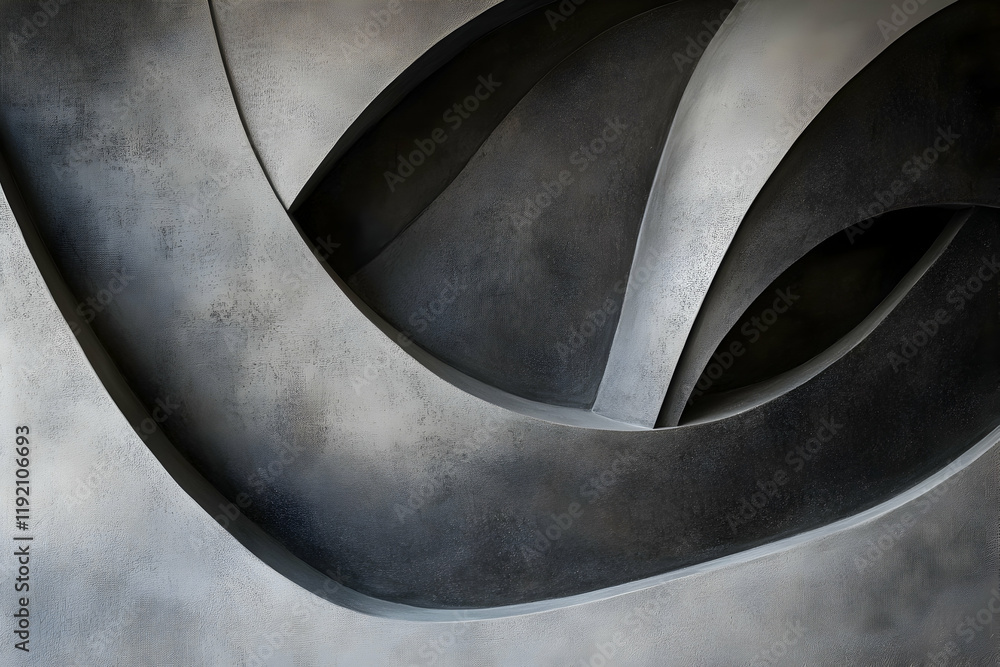 Aufkleber smooth black and gray abstract shapes with fine grainy texture, creating an elegant, minimalist desi