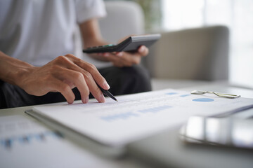 Man planning finance for insurance, loan real estate or property.