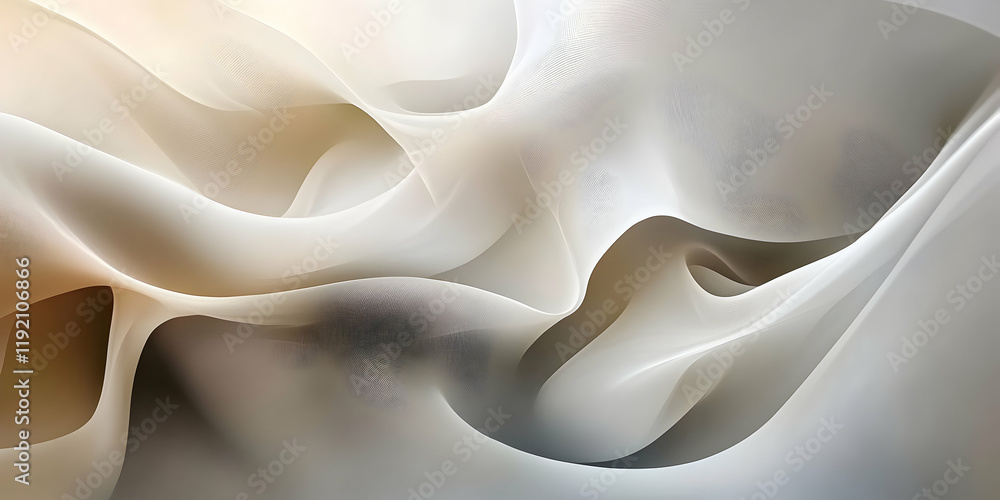 Aufkleber soft 3d abstract waves and fluid shapes blending with subtle lighting on a smooth background