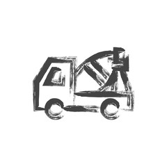 Naklejka premium 筆書き乗り物関連の単品アイコン ミキサー車