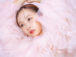 woman, pink, fashion, stylish, tulle, colorful, beauty, model, cosmetics, makeup product, korea,...