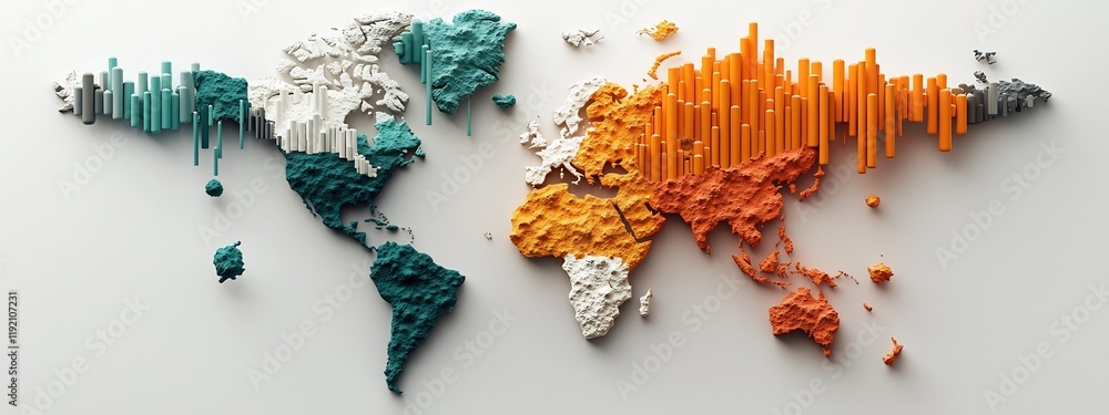 Aufkleber vibrant visualization of global carbon emission patterns across countries a 3d rendered data visuali