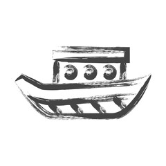 筆書き乗り物関連の単品アイコン　遊覧船