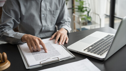 Lawyer working with lawbook Justice and law