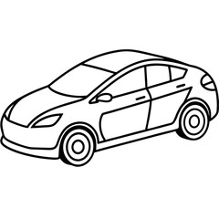 Minimalist Electric Car Line Art Design