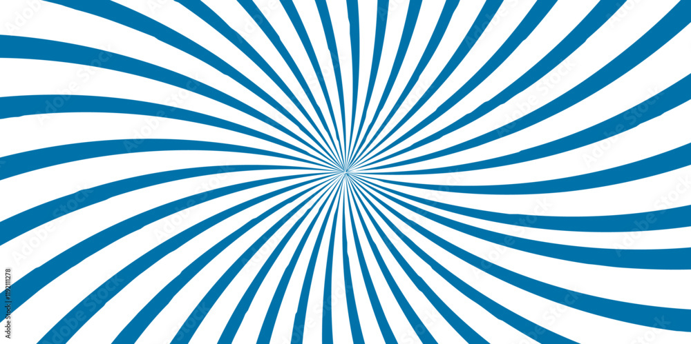 Poster Abstract background with rays retro starburst. Black and white twisted swirl. Spiral radial striped backdrop design. Ray stripes Funky ray elements, circle motifs, reminiscent of circus themes.   